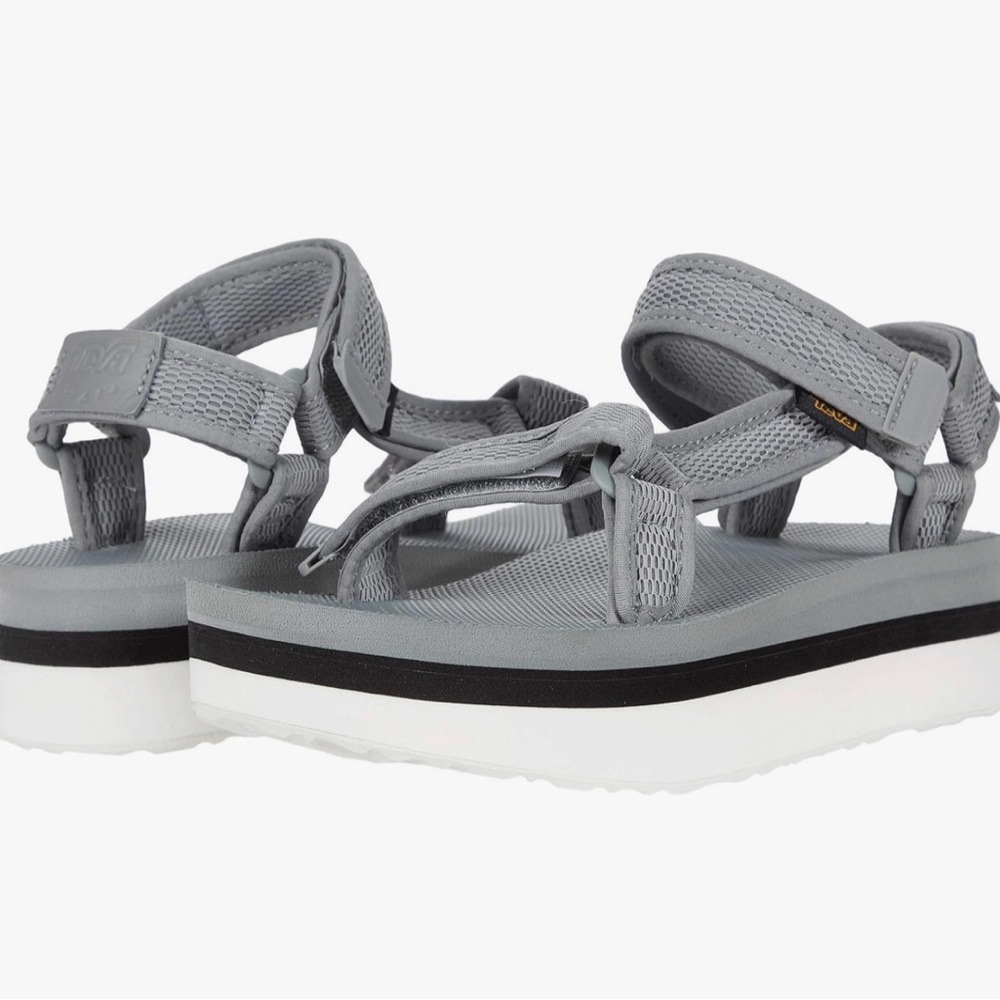 Teva Flatform Universal Mesh Gray Platform Sandals Athletic Comfort Size 9